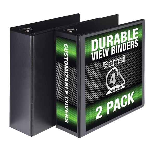 Binder Durable De 4 Pulgadas Con Anillo En D Negro Con Cierre Paquete De 2