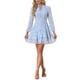 thumbnail image 1 of INSPIRE CHIC Vestidos de Verano para Mujeres 2025 Floral con Lazo en el Cuello en V Semi Transparente de Manga Larga en Capas Vestido Mini de Chifón M Azul, 1 of 6