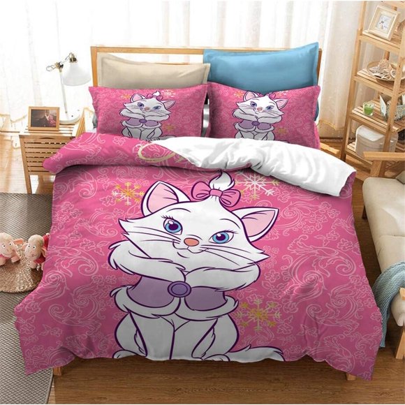 3D Print Cartoon Marie Cat Bedding Set children Girl Duvet Cover Sets with Pillowcase Bedclothes Cat Duvet Cover Set Bed Sheets