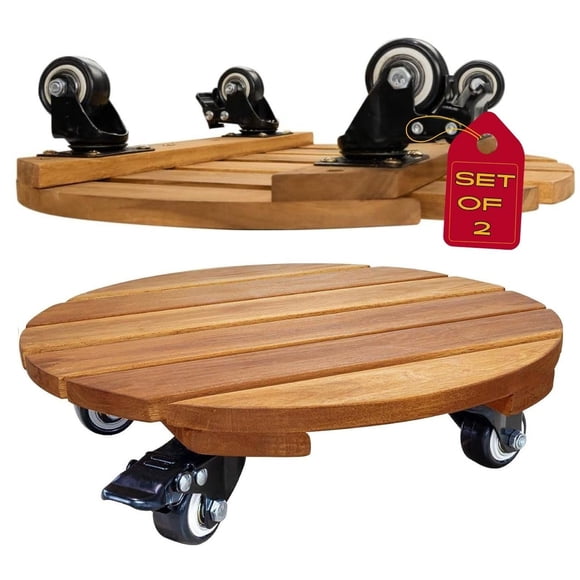 Soporte para Plantas IDZO de Madera de Acacia 30 cm Capacidad 120 kg Set de 2