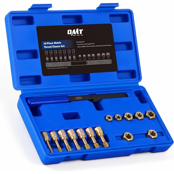 OMT Metric Thread Chaser Set, 15-Piece Rethreading Tool Kit