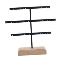 Ioensy - Organizador De Pendientes Con Base De Madera Estable, Organizador De Joyas Para Colgar, Color Negro