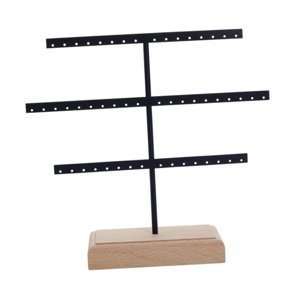 Ioensy - Organizador De Pendientes Con Base De Madera Estable, Organizador De Joyas Para Colgar, Color Negro