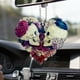 thumbnail image 1 of 1pc Acrylic Love Heart Skull Flower, Car Rearview Mirror Pendant, Car Interior Decoration Hanging Accessories, Car Fan Keychain, 1 of 2