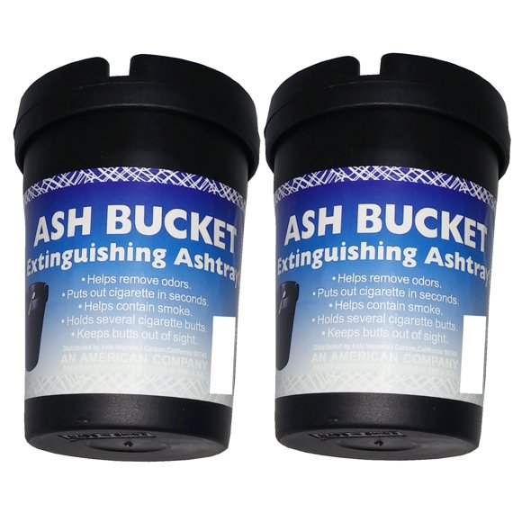 Paquete de 2 ceniceros portátiles para auto Ash Bucket negros