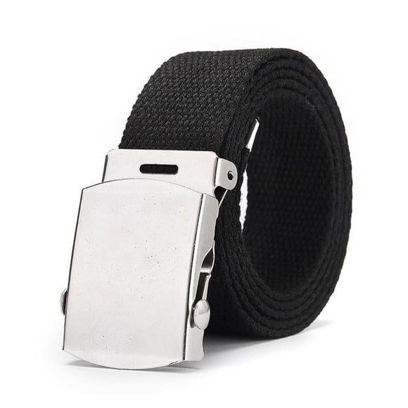 Cinturón Militar Lona Nailon Hebilla Metalizada Básico 110cm negro Talla Única