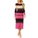 thumbnail image 1 of INSPIRE CHIC Vestido de Punto a Rayas para Mujer de Manga Larga Casual de Trabajo Ajustado L Fucsia, 1 of 5