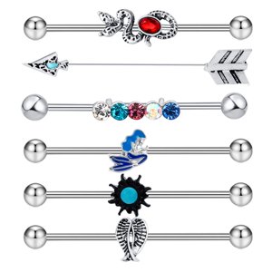 Ioensy - Premium Industrial Barbell Pendientes Straight Barbell Para Hombres Mujeres Para Fiesta Estilo B