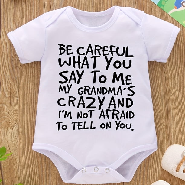 Newborn Infant Short Sleeve Romper "BE CAREFUL" Print Crew Neck Bodysuit Onesies For Baby Girls Toddler Summer Clothes