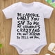 thumbnail image 1 of Newborn Infant Short Sleeve Romper "BE CAREFUL" Print Crew Neck Bodysuit Onesies For Baby Girls Toddler Summer Clothes, 1 of 5