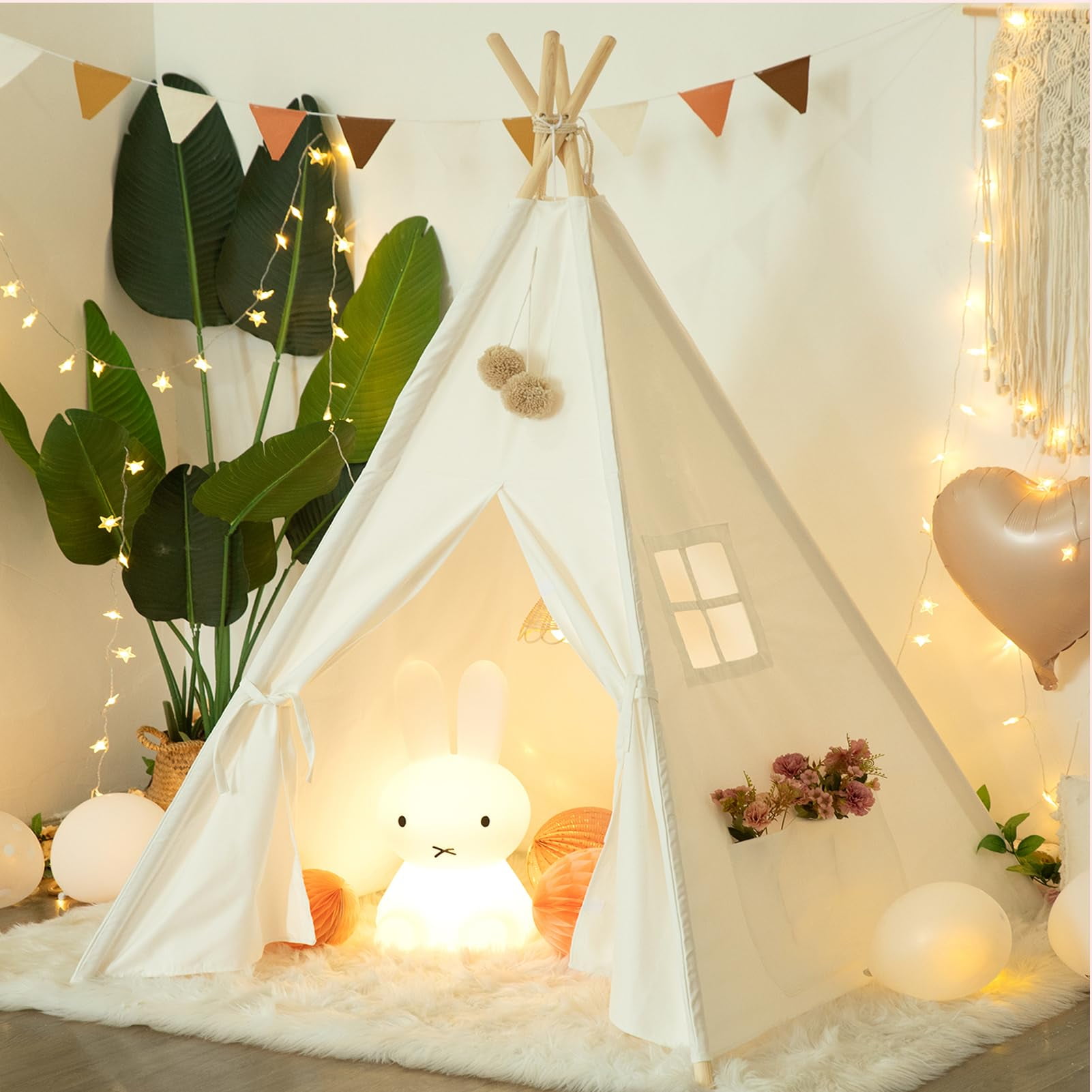 Carpa Tipo Tipi Rongfa Para Niños Portátil Para Interiores Y Exteriores (blanca)