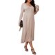 thumbnail image 4 of INSPIRE CHIC Vestidos de maternidad para mujeres, botón plisado, tejido de punto, manga larga, sesión de fotos, vestido maxi de embarazo, 2XL, caqui, 4 of 6
