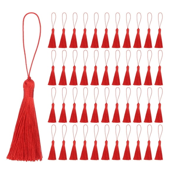 Mini Silky Bookmark Tassels Uxcell Rojo