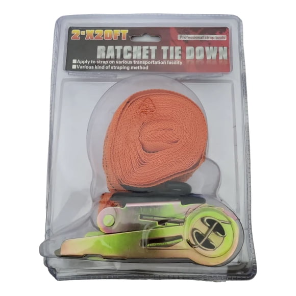 Eslinga De Amarre 2 X 20ft Ratchet Tie Down 6 Metros Naranja Oscuro