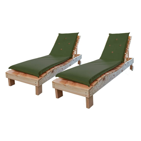 REPOSERAS PACK-2 TAPIZ VERDE + MESA EN MADERA NATURAL