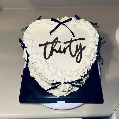 Adorno Para Tartas Snlioek, Acrílico, Negro, Feliz 30 Cumpleaños