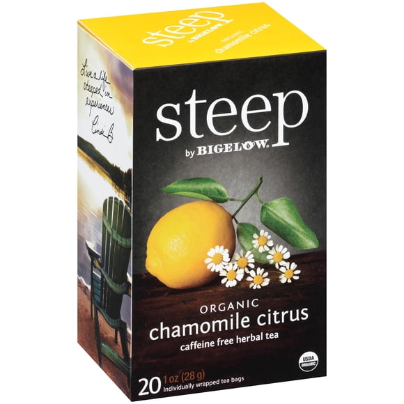 Té de hierbas Bigelow Tea Steep, manzanilla orgánica y cítricos, 120 ml x 20