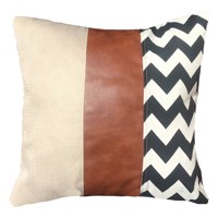 Elizabeth Peper - Cojin Decorativo Ecocuero Zigzag Blanco Y Negro 45X45 Relleno