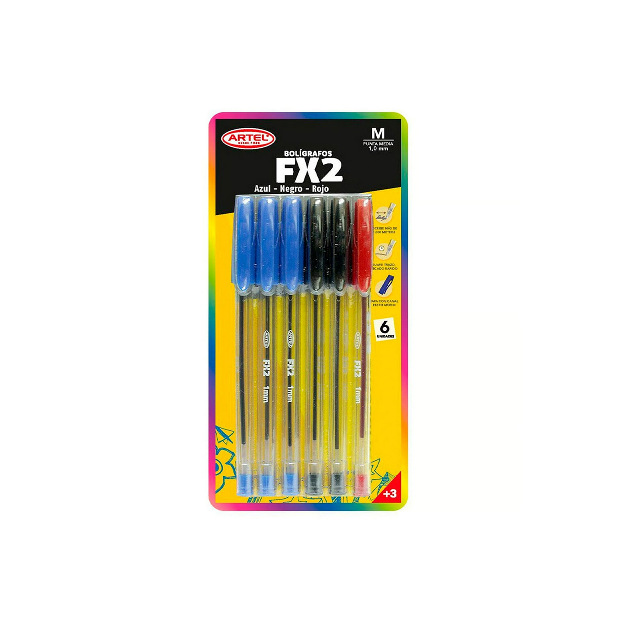 Bolígrafos Fx2 1mm Punta Media (6 Un) 1 Un Artel