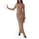 thumbnail image 2 of Vestido de Cuello Alto INSPIRE CHIC para Mujer Casual Fiesta Club Ajustado de Manga Larga Beige Medio, 2 of 5