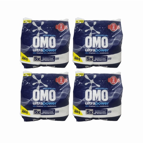Pack 4 Unidades Detergentes En Polvo Omo Ultrapower 400 Grs