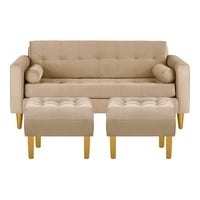 Bodevir - Sofa Retro 3C + 2 Pouf Felpa 01 Beige
