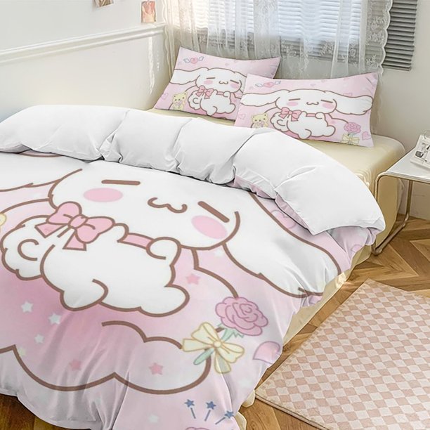 Cinnamoroll 3-Piece Twin Bed Set - Includes 1 Single Comforter And 2 Pillowcases Bedding - Fade Resistant Microfiber - Cinnamoroll