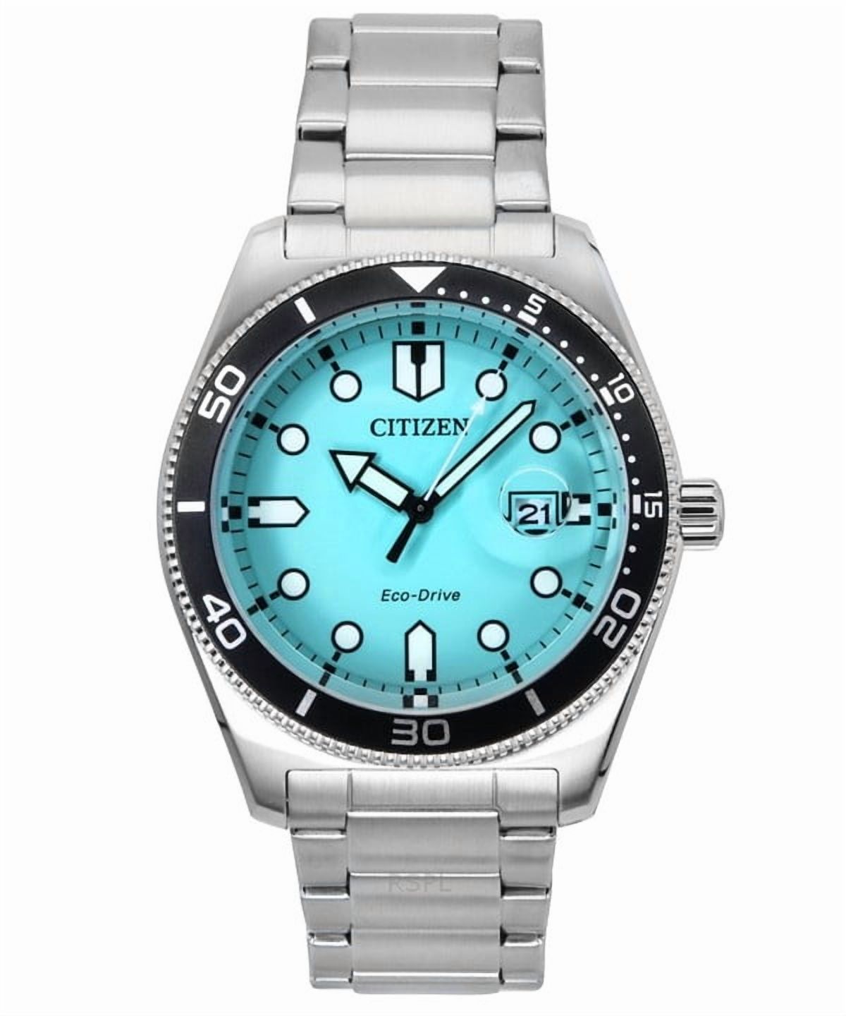 Reloj Analógico Citizen Marine Acero Inoxidable Esfera Turquesa Eco-Drive Aw1760-81W 100M Hombre