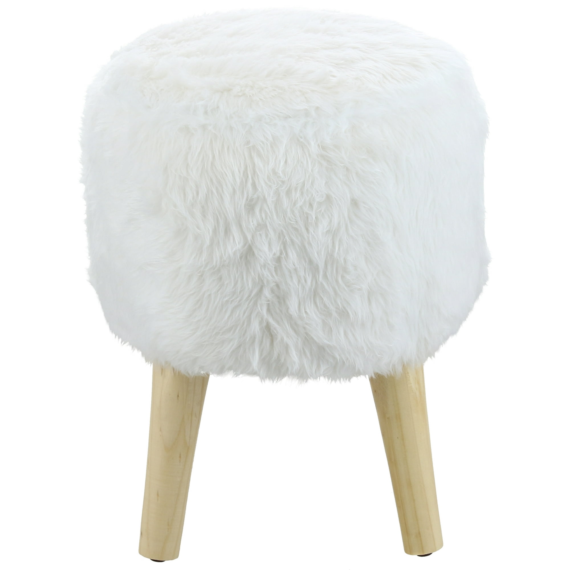 Máxima Design - Pouf Bird Blanco Piel Sintética 35x35x45 Cm