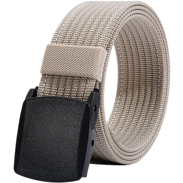 Cinturón de nailon para hombre, cinturón táctico militar, transpirable, con hebilla de plástico para pantalones, 130 cm, Tan Trigo