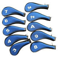 Ioensy - Juego De 10 Uds. De Fundas Para Cabeza De Hierro De Golf, Funda Para Cabeza De Palo De Golf, Putter Para Deportes Al Aire Libre, Lado Negro Y Azul