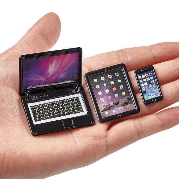 Set de Laptop, Tableta y Teléfono en Miniatura para Casa de Muñecas Aanxufa