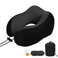 Almohada Viscoelastica Belug Para Viaje De Cuello + Antifaz Color Negro