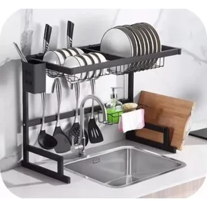 Genérico - Rack Para Lavaplatos Negro Acero Inoxidable