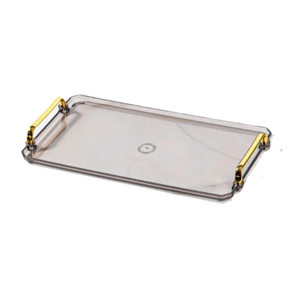Bandeja para Servir, Bandeja Decorativa para Maquillaje, Organizador Rectangular para Baño, Joyería, Perfume, Soporte Cosmético para Mesa de Ducha, Es gris