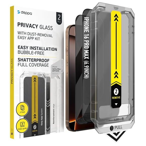 Deppa Protector de Pantalla Privacidad para iPhone 16 Pro Max 2-Pack