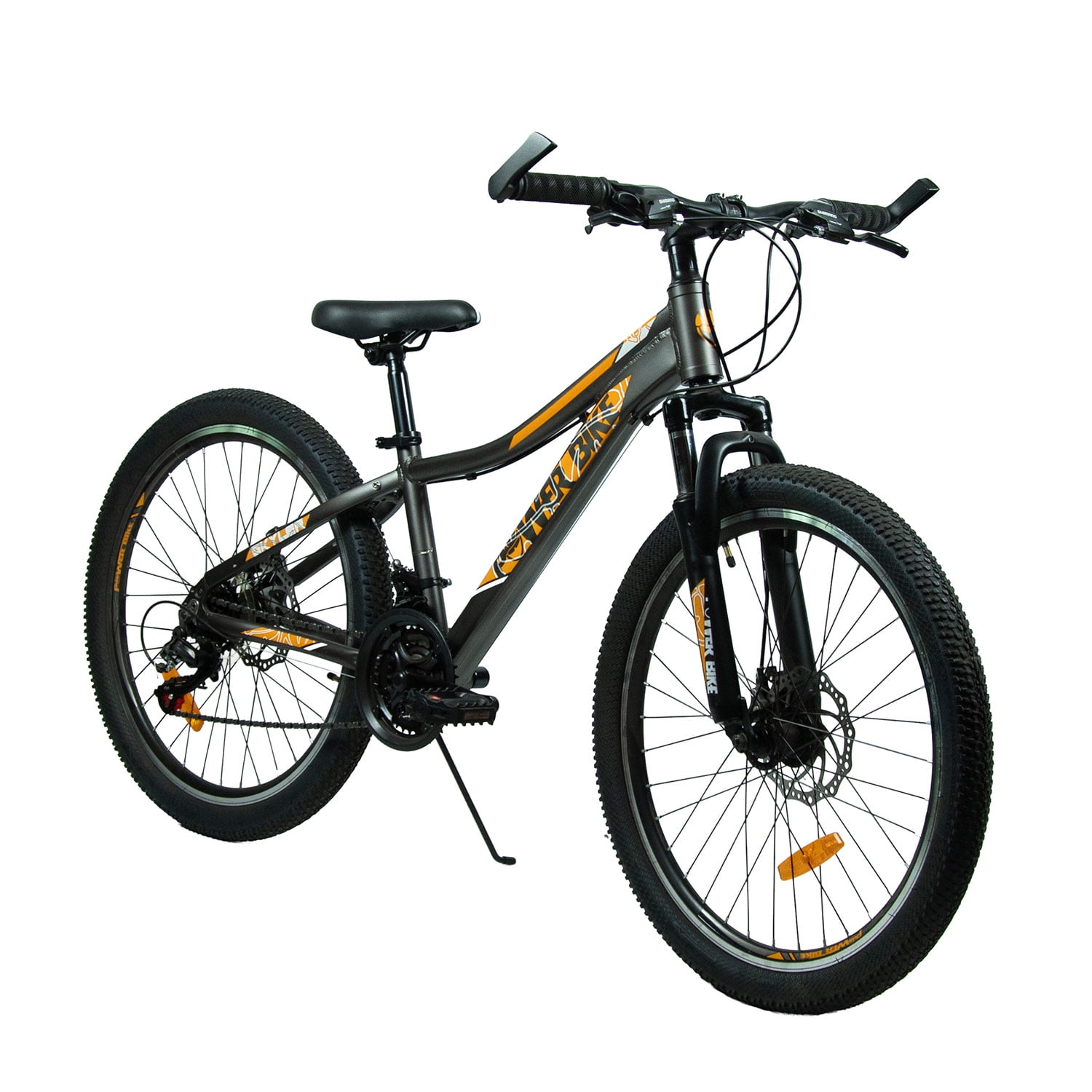 Powerbike - Bicicleta Mtb Aro 24 Gris/naranja Skyler