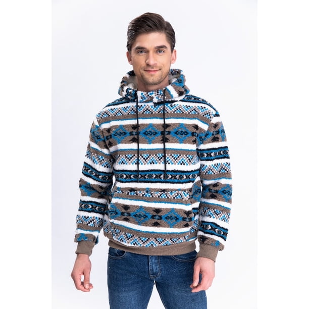 Polerón Canguro Hombre Forro Piel Étnico Otoño Invierno Capucha 7564
