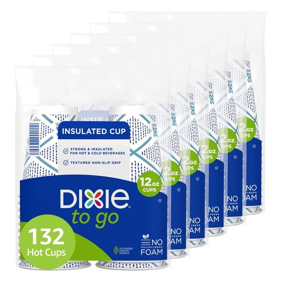 Vasos de café de papel Dixie To Go, 350 ml, 132 unidades, aislantes