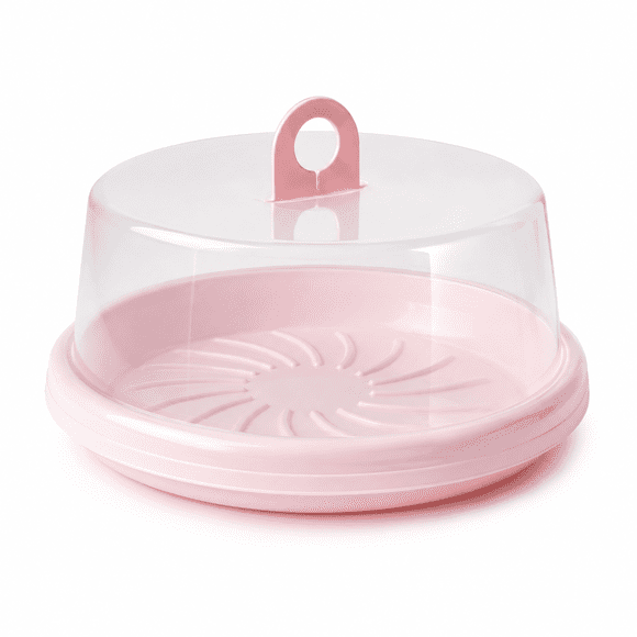 Porta Torta / Kuchen / Frutas Rosado Con Tapa Pvc Multiuso 29 Cm