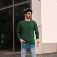 T-World - Polera Algodón Manga Larga Cuello Redondo Uv Antipilling Verde Pino