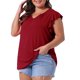thumbnail image 4 of Agnes Orinda Blusas de Verano para Mujer Tallas Grandes con Cuello en V Entallado y Mangas con Volantes Casual 1X Rojo Vino, 4 of 6