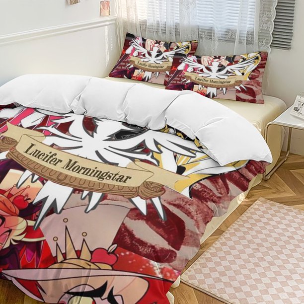 Hazbin Hotel 3-Piece Twin Bed Set - Includes 1 Single Comforter And 2 Pillowcases Bedding - Fade Resistant Microfiber - Hazbin Hotel