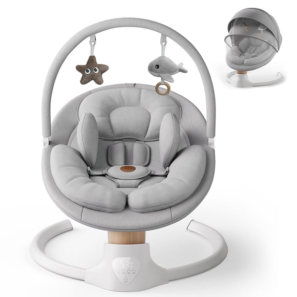 Baby Swing FasonBaby Electric con 10 melodías y 5 velocidades, color gris