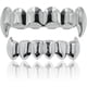 thumbnail image 1 of Grillz de colmillo de vampiro chapado en oro de 18 quilates y plata para dientes superiores e inferiores, ideal para hombres y mujeres, talla única., 1 of 6