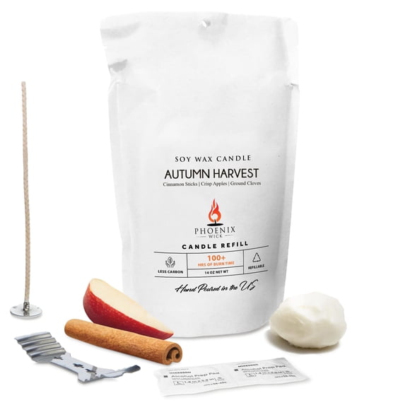 Kit para hacer velas Phoenix Wick 400 g Aroma Cosecha de Otoño