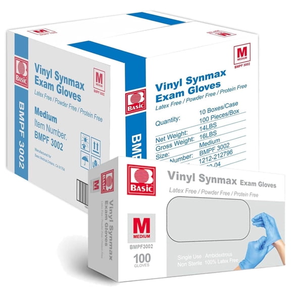 Guantes de examen de vinilo Jointown BMPF3002, sin látex, tamaño mediano 1000