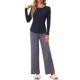 thumbnail image 2 of INSPIRE CHIC Camiseta de Pijama de Manga Larga para Mujer Henley, Camiseta de Descanso de Tela Suave y Elástica con Tapeta de Botones a Presión y Cuello Redondo, L Azul, 2 of 6