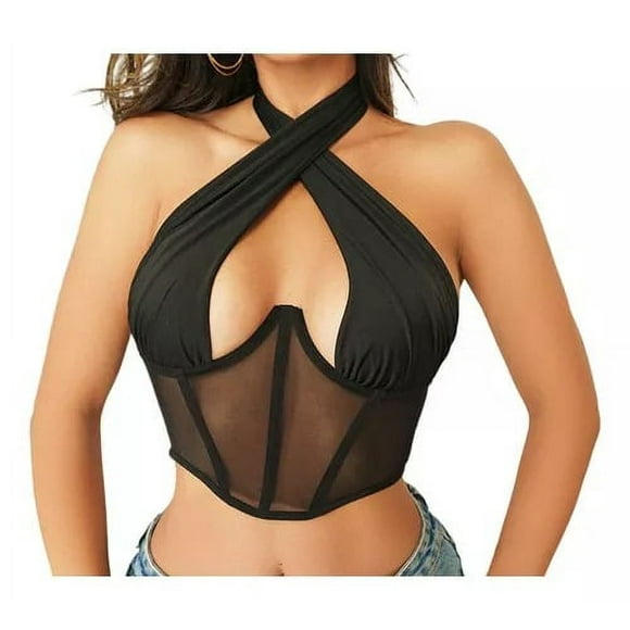 Crop Top Para Mujer Con Agarre En El Cuello - Peto Sin Mangas