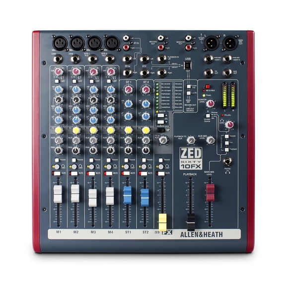 Mezcladora Allen & Heath ZED60-10FX de 10 canales con USB y efectos
